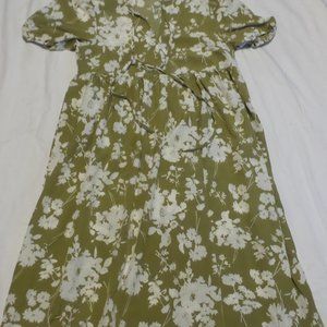Summer Olive Green what flowers Dress Size M